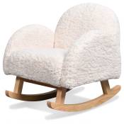 Mini fauteuil à bascule bouclette fourrure/bois blanc