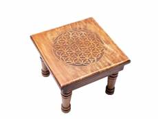 Mini table d'appoint en bois fleur de vie