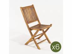Pack 6 chaises de jardin pliantes en teck 51x55x90cm