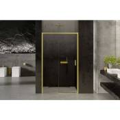 Porte de douche dorée 160 cm 2 volets coulissante droite kapri gold