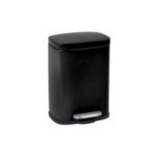 Poubelle à pédale design Leno avec frein de chute easy close, petite poubelle salle de bain capacité 5L, Acier Inox, 21,5x19x29,5 cm, noir - Wenko