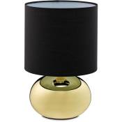 Relaxdays - Lampe de chevet, luminaire rond, tactile, HxD: 27,5x18cm, E14, éclairage sur pied avec abat-jour, doré/noir
