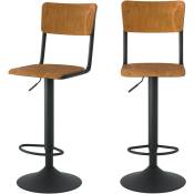 Rendez-vous Déco - Chaise de bar Clem en bois foncé réglable 60/80 cm (lot de 2) - Marron