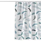 Rideau de douche en plumes pour décoration de salle de bain 72 w x 72 h Pouces Vert sarcelle Feuille Accessoires de baignoire pour femme fille Tissu
