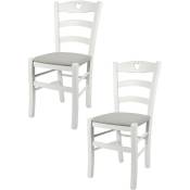T M C S - Tommychairs - Set 2 chaises cuore pour cuisine, bar et salle à manger, robuste structure en bois de hêtre laqué en couleur blanc et assise