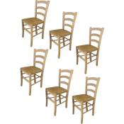 T M C S - Tommychairs - Set 6 chaises venezia pour cuisine, bar et salle à manger, robuste structure en bois de hêtre poli, non traité, 100% naturel
