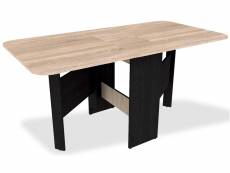 Table à manger pliable bois chêne clair et pieds marron estal 158 cm