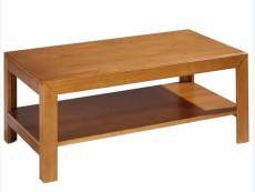 Table basse rectangulaire avec étagère en pin massif coloris cerisier - longueur 110 x profondeur 55 x hauteur 45 cm