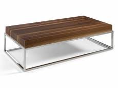 Table basse rectangulaire bois plaqué noyer et acier inoxydable gucca