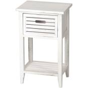 Table d'appoint / chevet, 1 tiroir, 35x27x57cm, shabby, vintage blanc - white