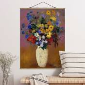 Tableau en tissu avec baguettes de suspension - Odilon Redon - Flowers In a Vase - Portrait 4:3 Dimension HxL: 46.5cm x 35cm Matériau: Chêne