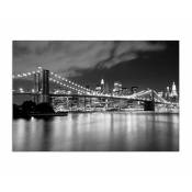 Tableau pont de brooklyn la nuit - 80 x 60 cm - Noir,