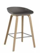 Tabouret de bar About a stool AAS 32 / H 65 cm - Plastique & pieds bois - Hay gris en plastique