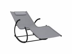 Vidaxl chaise longue à bascule gris acier et textilène