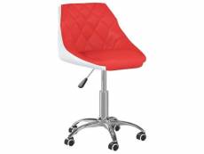 Vidaxl chaise pivotante de bureau rouge et blanc similicuir