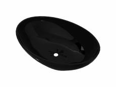 Vidaxl lavabo ovale céramique 40 x 33 cm noir 140675