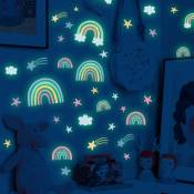 Xinuy - Stickers muraux aquarelle étoile arc-en-ciel