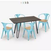 Ahd Amazing Home Design - table 120x60 + 4 chaises style industriel bar restaurant cuisine wismar top light Couleur: Turquoise