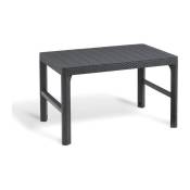 Allibert - by keter - Salon de jardin SanRemo Lyon 6 places - table basse 2 positions - imitation rotin tresse - gris graphite