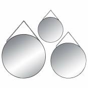 Atmosphera - Lot de 3 miroirs ronds métal chaine -