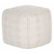 Beliani - Ottoman Blanc en Coton 40 x 40 cm Forme Cube à Motif Texturé Siège Décoratif Warangal - Blanc
