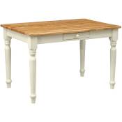 Biscottini - Table en bois massif avec tiroir 120x80 cm, table de cuisine salle à manger, bureau, table basse carrée, table de bureau Country
