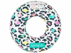 Bouée gonflable ronde xxl pour piscine & plage ultra confort, flotteur deluxe - léopard ø120cm