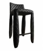 Chaise de bar Monster / H 66 cm - Cuir - Moooi noir