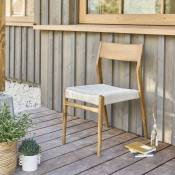 Chaise de jardin en teck massif et cordage beige - Naturel