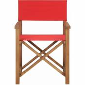 Chaise de metteur en scène Bois de teck solide Rouge - Inlife