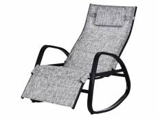 Chaise longue à bascule pliable eliane gris chiné et noir