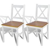 Chaises à manger lot de 2 blanc bois de pin Vidaxl Blanc et beige
