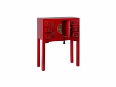 Console 2 portes, 6 tiroirs rouge meuble chinois -