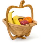 Corbeille à fruits, en forme de pomme, Bambou, Porte-fruits, HxLxP: env. 30 x 27 x 22,5 cm, bois, coloris bois - Relaxdays