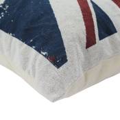 Coussin en coton drapeau anglais effet vintage 50x50