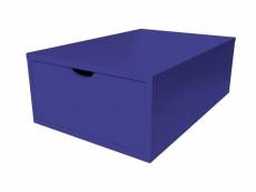 Cube de rangement bois 75x50 cm + tiroir bleu foncé