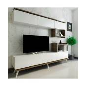 Ensemble meuble tv arnetti hazal 180 cm blanc et noyer
