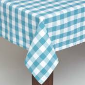 Homescapes - Nappe de table à grands carreaux vichy en coton Bleu, 137 x 178 cm - Bleu