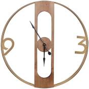 Horloge Murale en Bois Calit Solide 50 cm de Diamètre avec Pendule Accessoire Déco pour Salon Cuisine ou Salle à Manger Rustique Beliani Bois clair