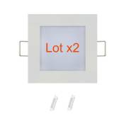 Horoz Electric - Lot de 2 dalles led extra plates carré blanc 3W (Eq. 24W) 6400K Dim 90x90mm - Blanc