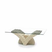 Iperbriko - Table basse transparente-beige 70 cm x 120 cm h. 40 cm