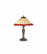 Lampe de table Tiffany Calais 2 Ampoules Rouge 40,5 Cm