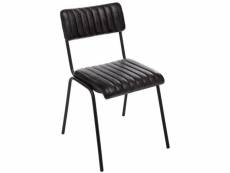 Lot de 4 chaises coloris noir en cuir / fer - longueur