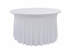 Nappes élastiques de table avec jupon 2 pièces 150x74 cm blanc dec022461