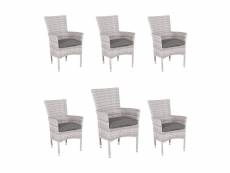 Pack 6 fauteuils d'extérieur taille:55x62x92cm,rotin synthétique gris G10568268