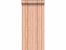 Papier peint perles rose pêche et brun cuivré brillant - 128823 - 0,53 x 10,05 m 128823