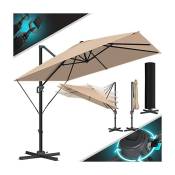 Parasol Parapluie sun xl 300 x 300 cm Couverture incluse + sécurité anti-vent Rotable Inclinable Grand parasol de marché Rotation 360° Parasol de