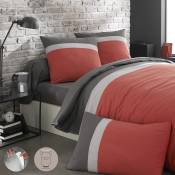 Parure de lit bicolore en coton rouge 200x200