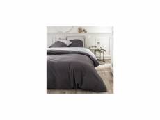 Parure de lit en percale de coton - 220 x240 cm - gris