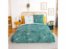 Parure de lit réversible imprimé floral en coton adouci. Selvia. 1 housse de couette. Deux taies d'oreiller 260x240cm